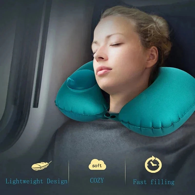 Inflatable U-Shape Travel Neck Pillow — Portable