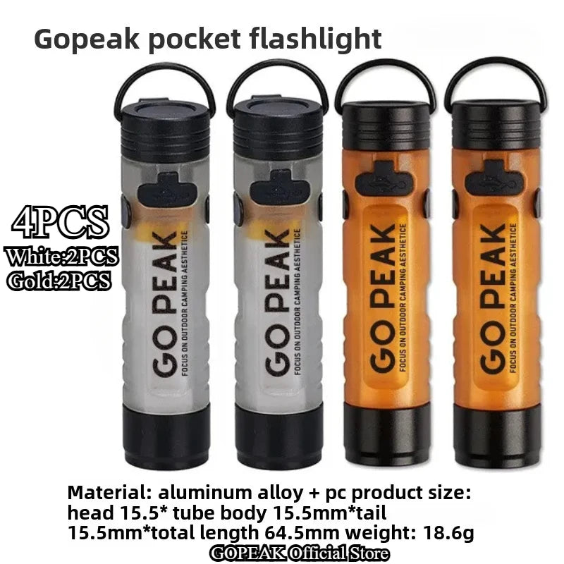 GOPEAK Pocket Mini Flashlight – Hat Clip, USB Rechargeable, Magnetic, Glow-in-Dark EDC Light