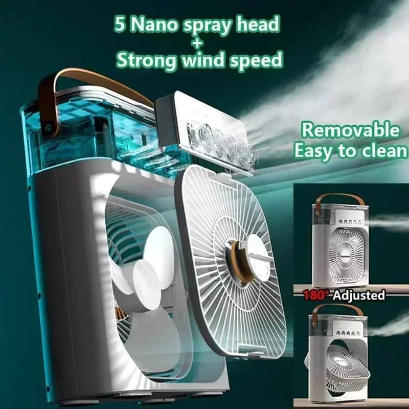 3-in-1 Portable Air Cooler — Fan, Air Conditioner & LED Humidifier for Home & Office
