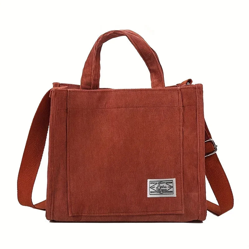 Vintage Corduroy Crossbody Tote Bag – Retro Casual Shoulder Purse for Women