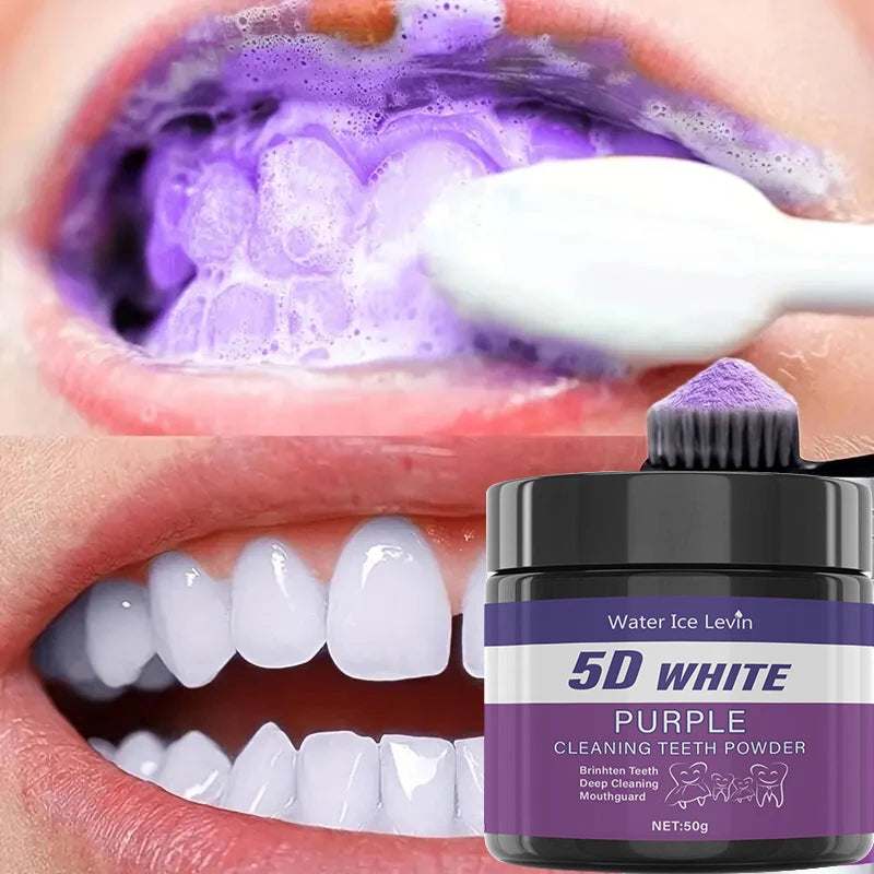 Purple Tooth Cleaning Powder – Sulfate-Free Whitening & Deep Cleaning for Brighter Teeth in 5 Days
