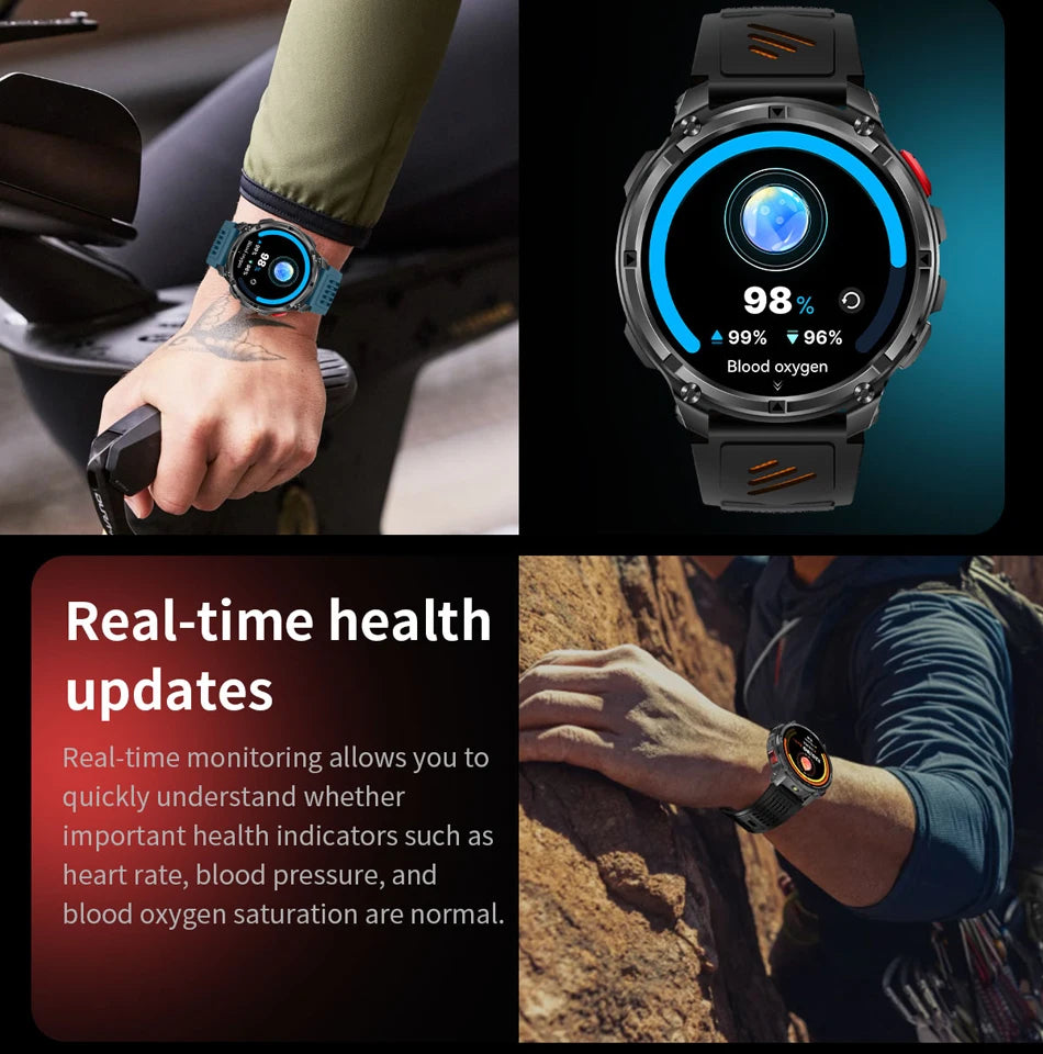 T-Rex3 Pro GPS Military Smartwatch – 1100mAh, 5ATM Waterproof, Sports Run Tracker & Compass