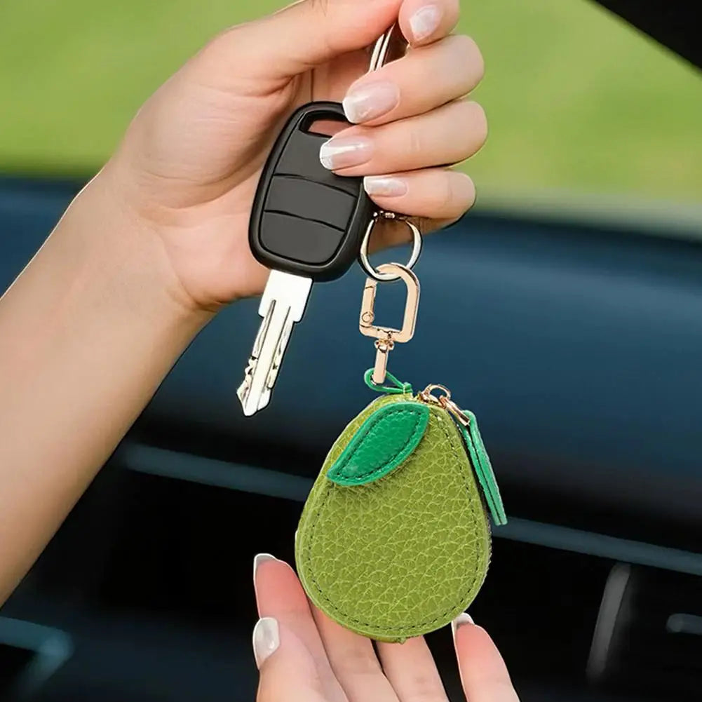 Cute Fruit Shape Leather Coin Purse – Mini Zipper Earphone Bag, Keychain Pendant Wallet for Women & Girls