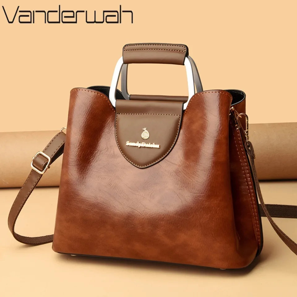 Genuine Leather Luxury Tote Shoulder Bag – High Quality Designer Crossbody Handbag for Women
