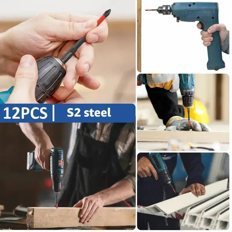 Never Lose a Bit. — Magnetic Non-Slip S2 Steel Drill Bit Set | 3, 6 & 12 Pieces, Crosshead & Impact Bits, Electric & Hand Drivers