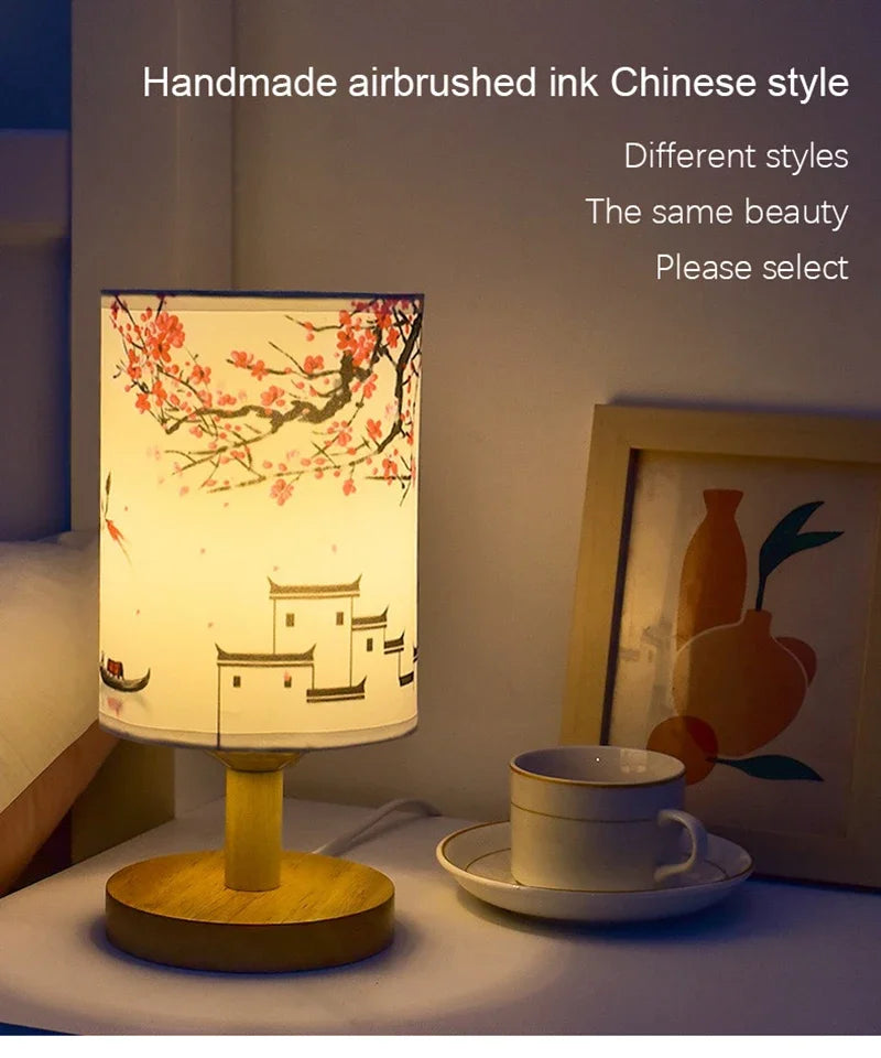 Square Table Lamp – Warm LED & Fabric Shade