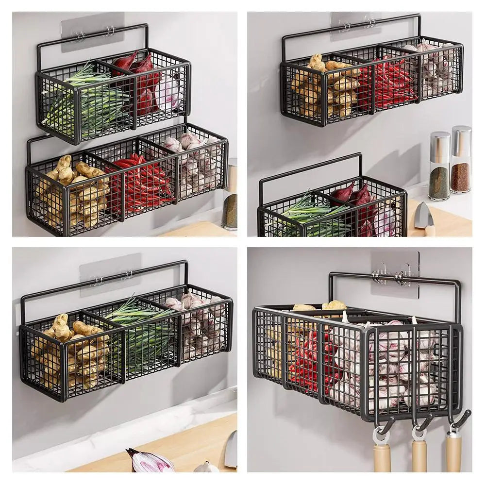 Wall-Mounted Metal Kitchen Shelf — Multi-Function Bath & Shampoo Organizer