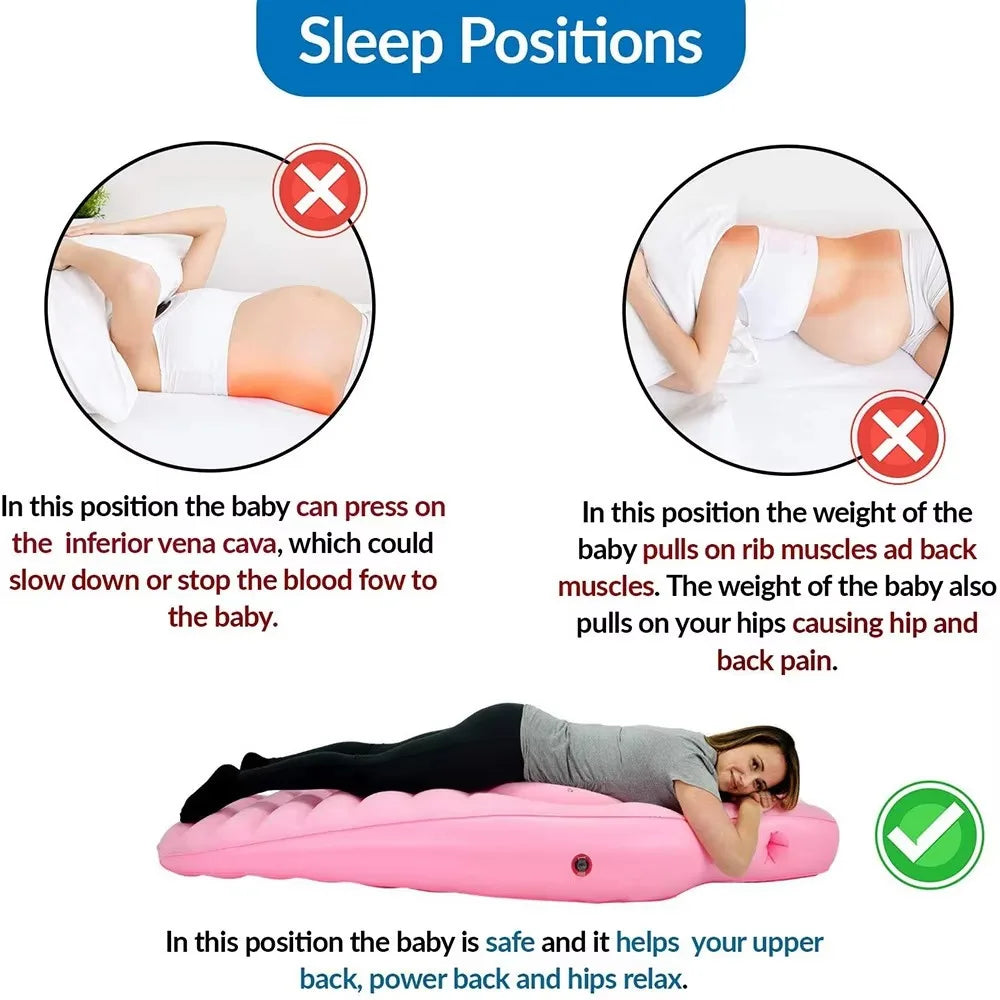 Inflatable Maternity Bed – Foldable Adjustable Firmness Pregnancy Sleeping Mat with Air Pump