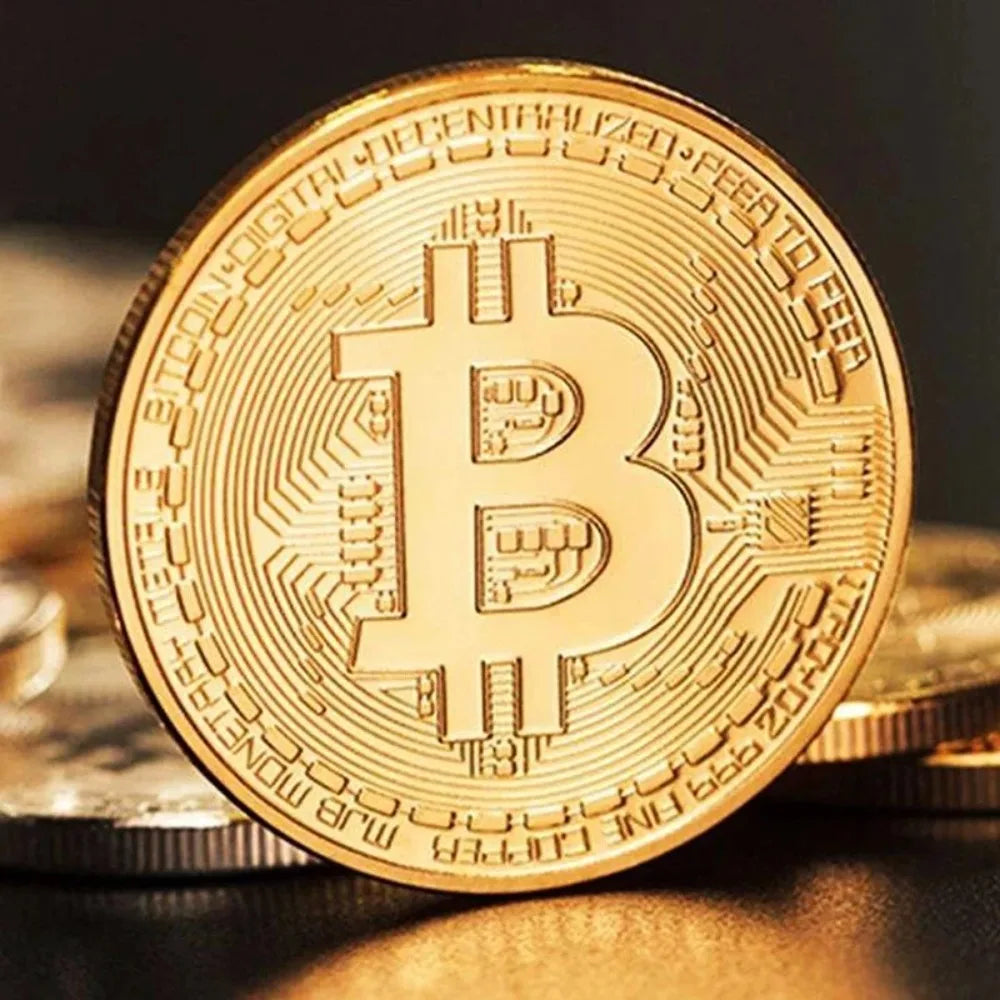 Gold Plated Bitcoin Commemorative Coin – Collectible Crypto Art Gift Physical Casascius Antique
