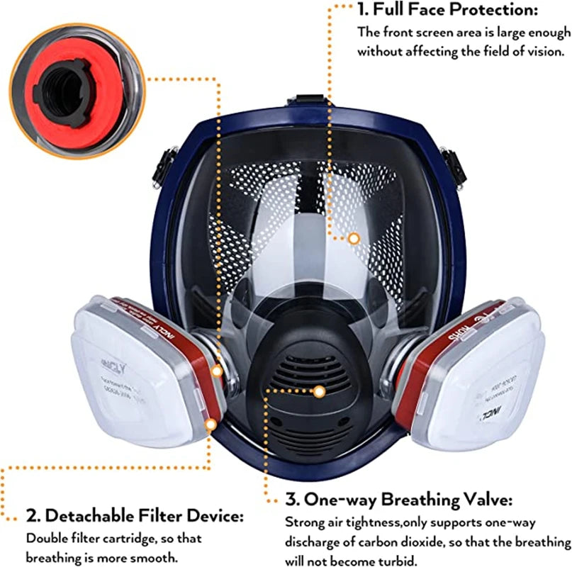 6800 Full Face Chemical Gas Mask Respirator