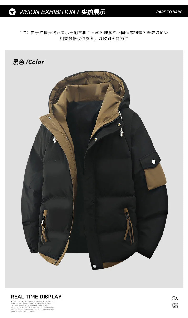 Men's Cotton-Padded Hooded Winter Jacket