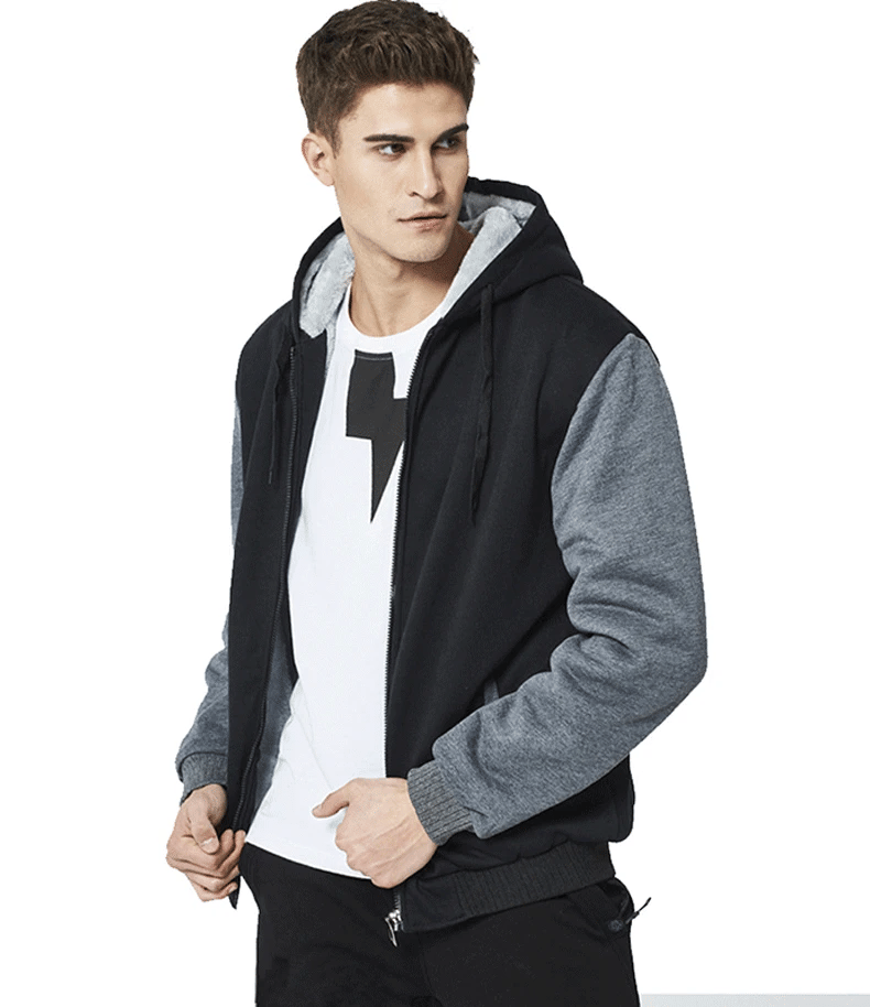 Men's Camouflage Fleece Hooded Zip Jacket – Thick Streetwear Coat for Autumn & Winter