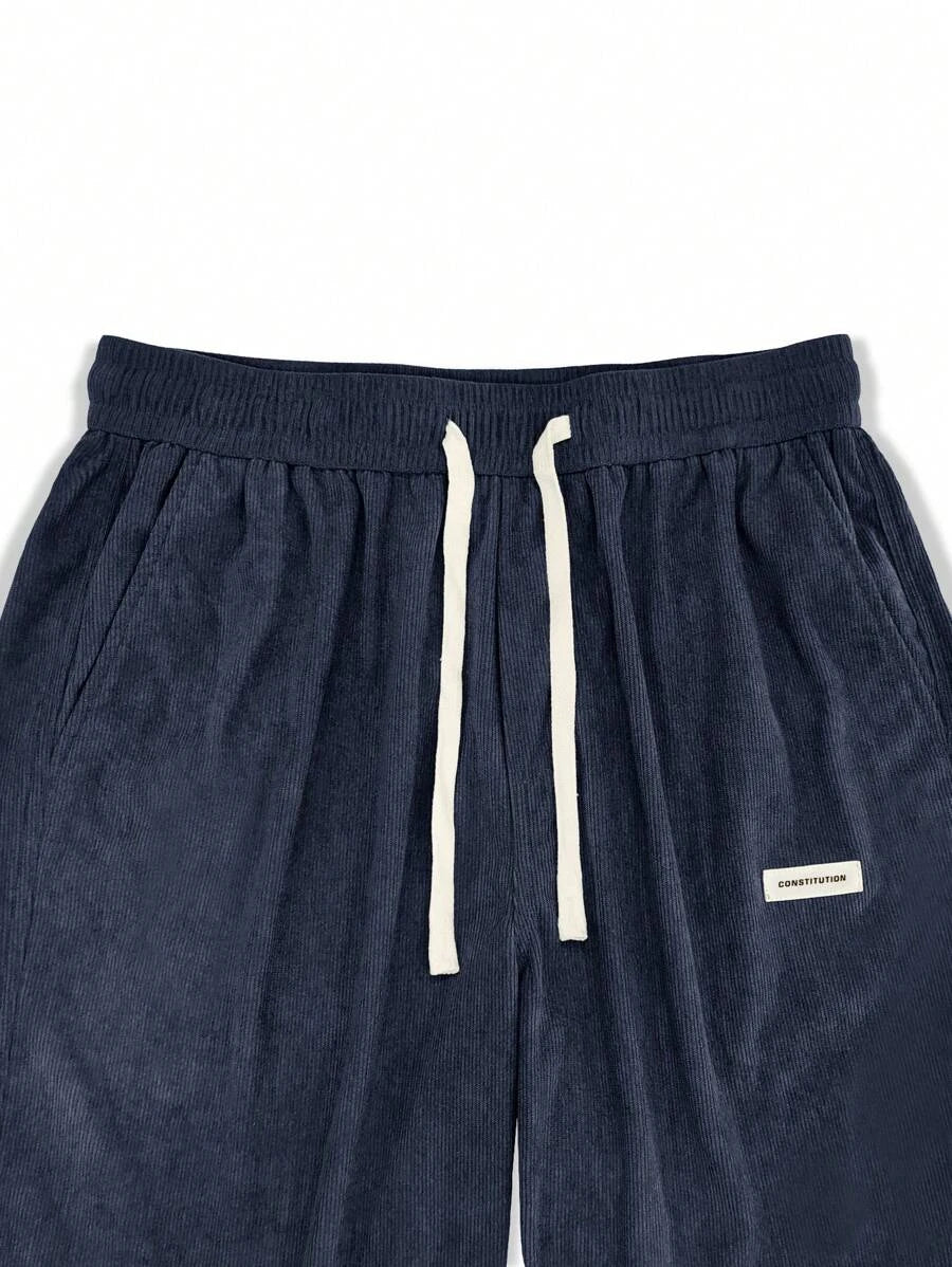Men's Corduroy Straight Leg Thermal Trousers — Warm Casual Winter Pants