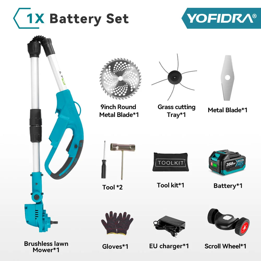 YOFIDRA 9" Brushless Cordless Electric Lawn Mower