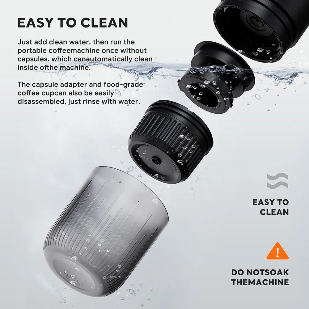 Espresso on the Go — 2-in-1 Portable Capsule & Powder Coffee Maker | USB-Powered, Nespresso & Dolce Gusto Compatible