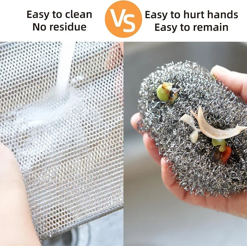Scrub Smarter. Clean Deeper. — Wire Dishcloth Scrubber & Scouring Pads | Double/Single Layer, Scratch-Free, Machine Washable, 2/5/10pcs