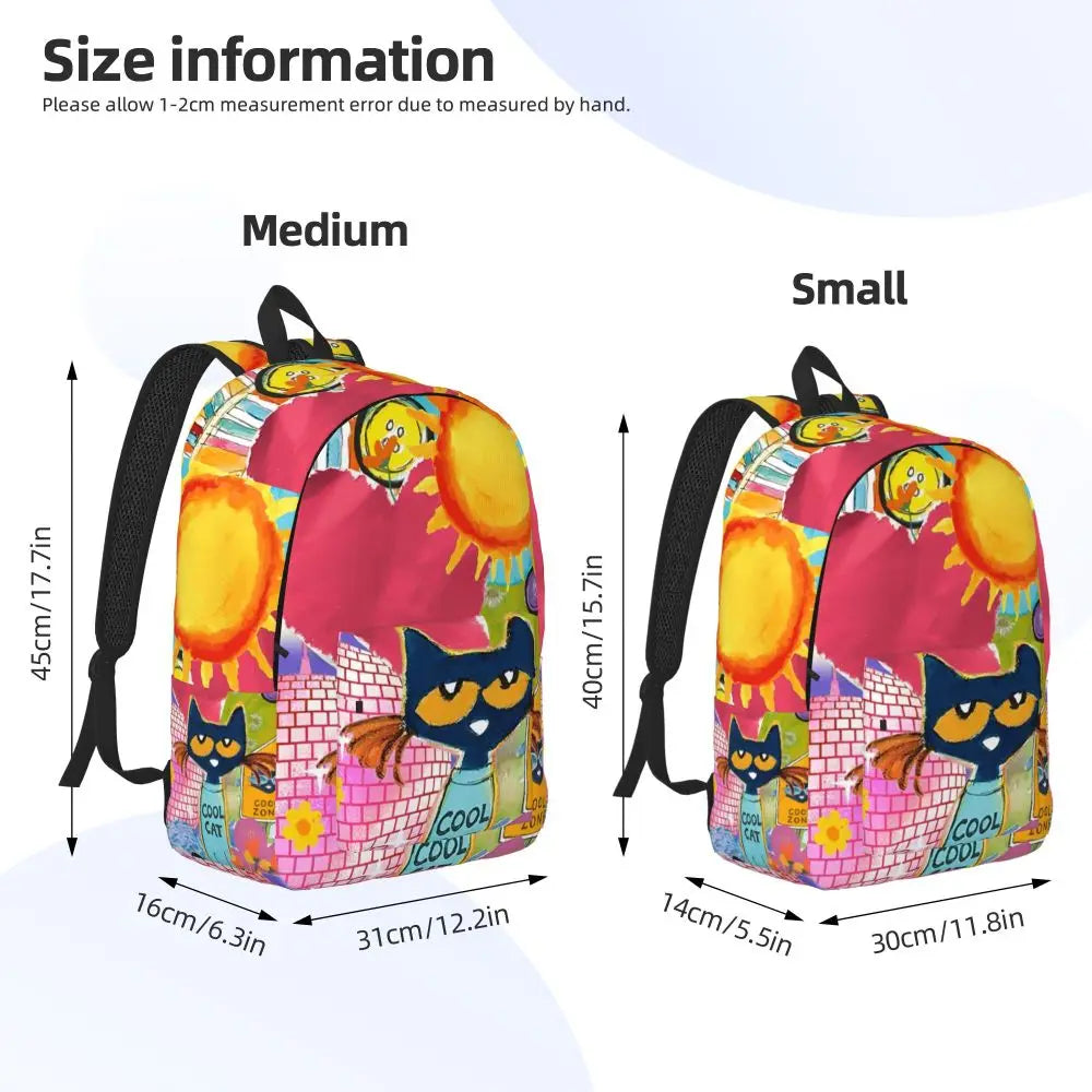 Pete the Cat Canvas Backpack – Cartoon Laptop Daypack for School & Travel