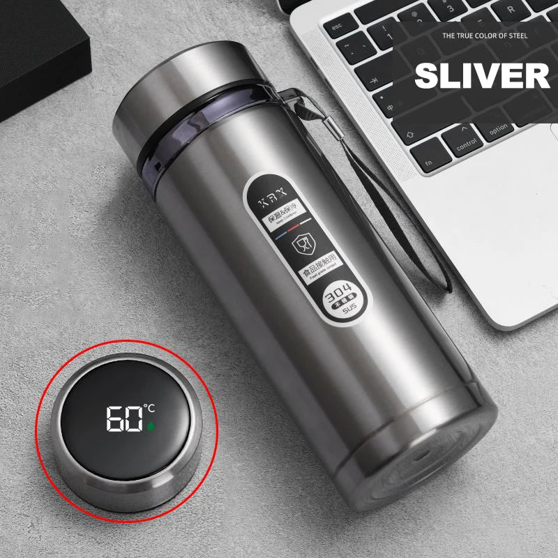 Stainless Steel Thermos Bottle with LED Temperature Display – 500ml–1L Vacuum Flask