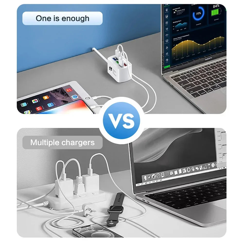 6-in-1 Fast USB Charging Power Strip — Multi-Port Desktop Charger with AC Outlets