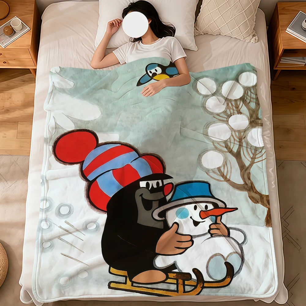 Cartoon Mole Soft Warm Plush Flannel Blanket – Cozy Sofa & Bed Throw, Nap Blanket