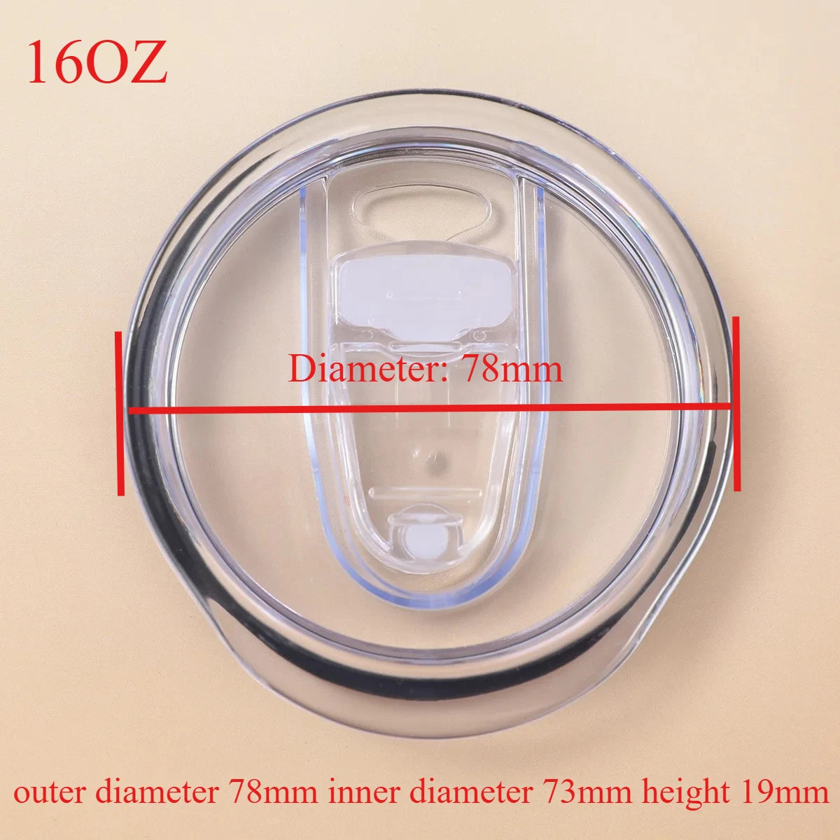 Push-Slide Replacement Lid for 12oz 16oz 20oz 30oz Slim Tumbler Cups – Leakproof Transparent Plastic Cup Lid