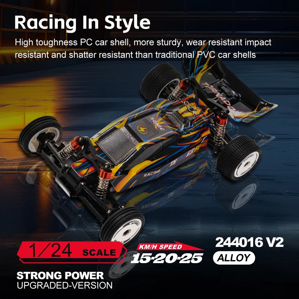 WLtoys 244016 V2 1:24 Scale 2WD RC Racing Car with Electronic Gyro – 25KM/H 3-Speed Remote Control