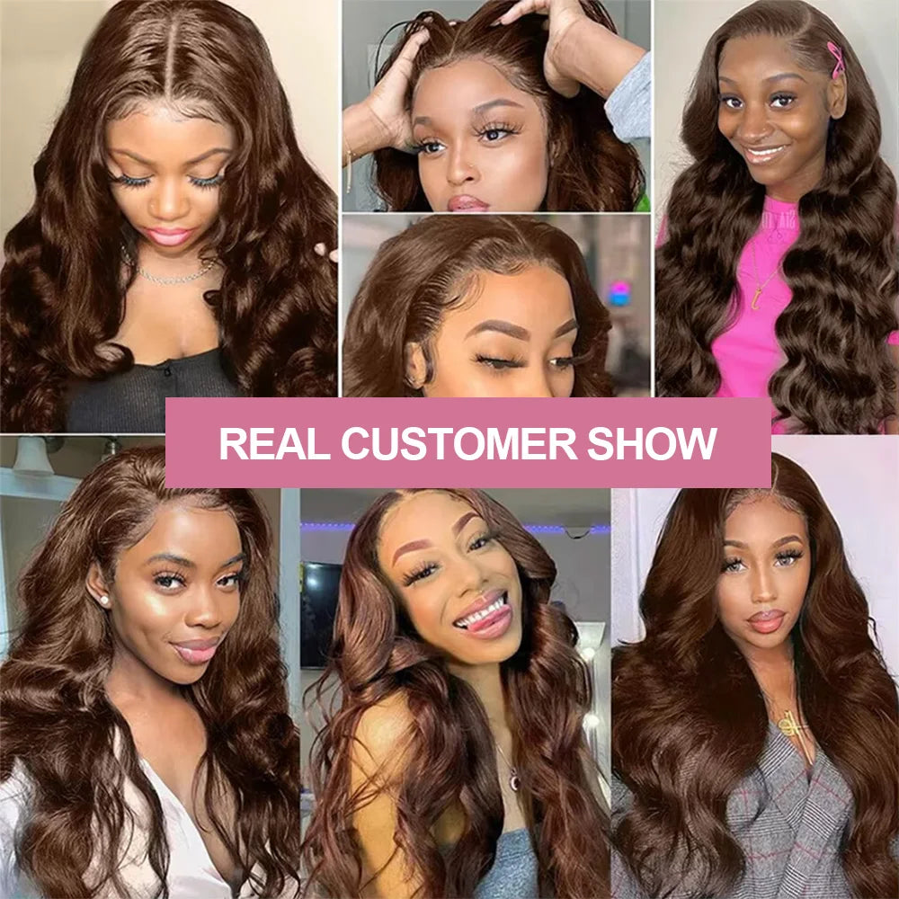 Reddish Brown Body Wave Glueless Wig | 250% Density 7x5 13x4 13x6 HD Lace Pre-Cut Wear & Go Human Hair