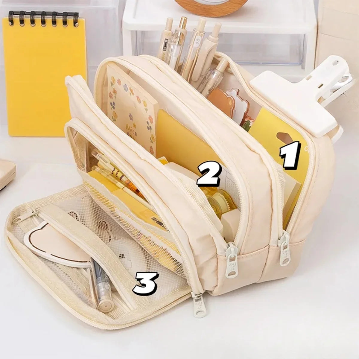 Large Capacity Pencil Case – Handheld Pen Bag & Cosmetic Pouch for School, Office & Travel