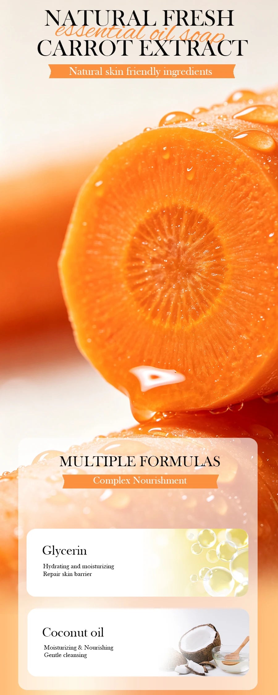 Organic Carrot Soap with Walnut Granules & Glycerin – Brightening Handmade Bar
