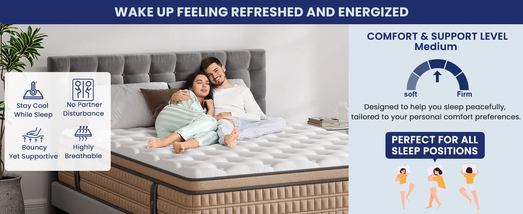 BedStory 12 Inch Hybrid Gel Memory Foam Mattress — Breathable Fabric, Queen, Full & King Sizes for Comfortable Sleep