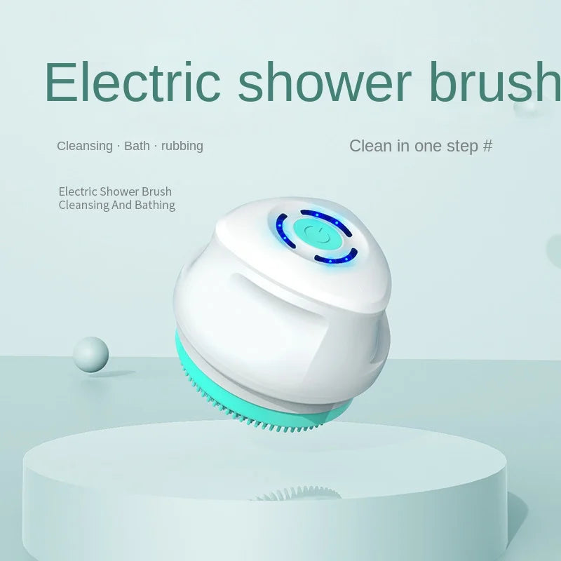 Silicone Electric Body Scrubber – IPX7 Waterproof Cordless Shower Brush with Back Massage & Exfoliating Heads