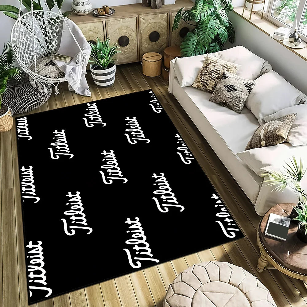 Fashion Logo Brand Area Rug – Anti-Slip, Fade-Resistant Floor Mat for Bedroom, Hallway & Balcony, 4 Colors & 7 Sizes