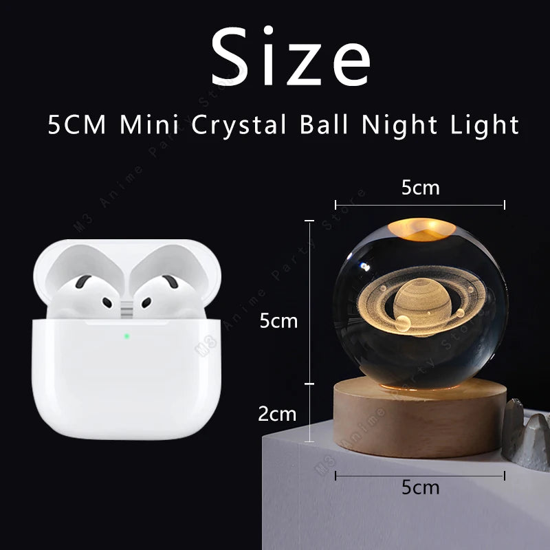 3D Crystal Ball Galaxy Night Light — LED Saturn Moon Lamp, Kids Birthday Gift