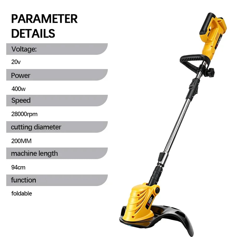 EDOG 28000RPM Brushless Electric Lawn Mower & Grass Trimmer | Foldable, 3-Blade System, Compatible with Dewalt 20V Battery