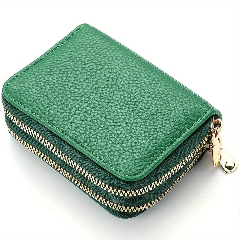 Women's Double Zipper Short Wallet – Fashion Credit Card Holder with Large Capacity Coin Purse