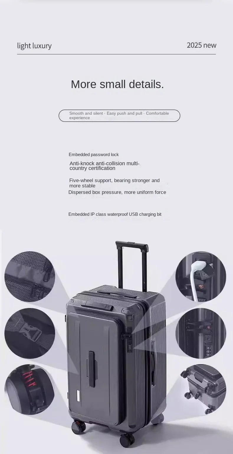 Side Opening Expandable Suitcase – Large Capacity PC Hardside with Brake & 5-Wheel Spinner 20–34"