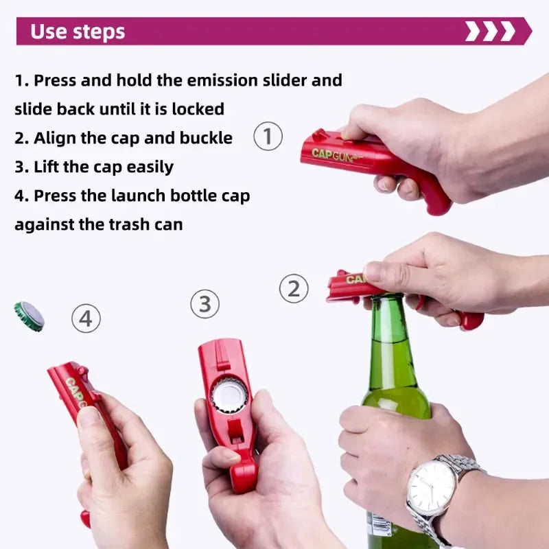 Cap Gun Beer Bottle Opener — Portable Launcher Bar Tool