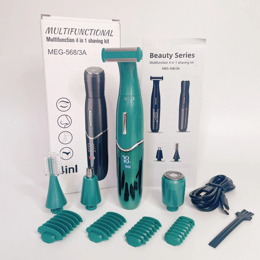 GZHJGOS 4-in-1 Electric Hair Trimmer for Women & Men – Face, Eyebrow, Nose, Body, USB Rechargeable