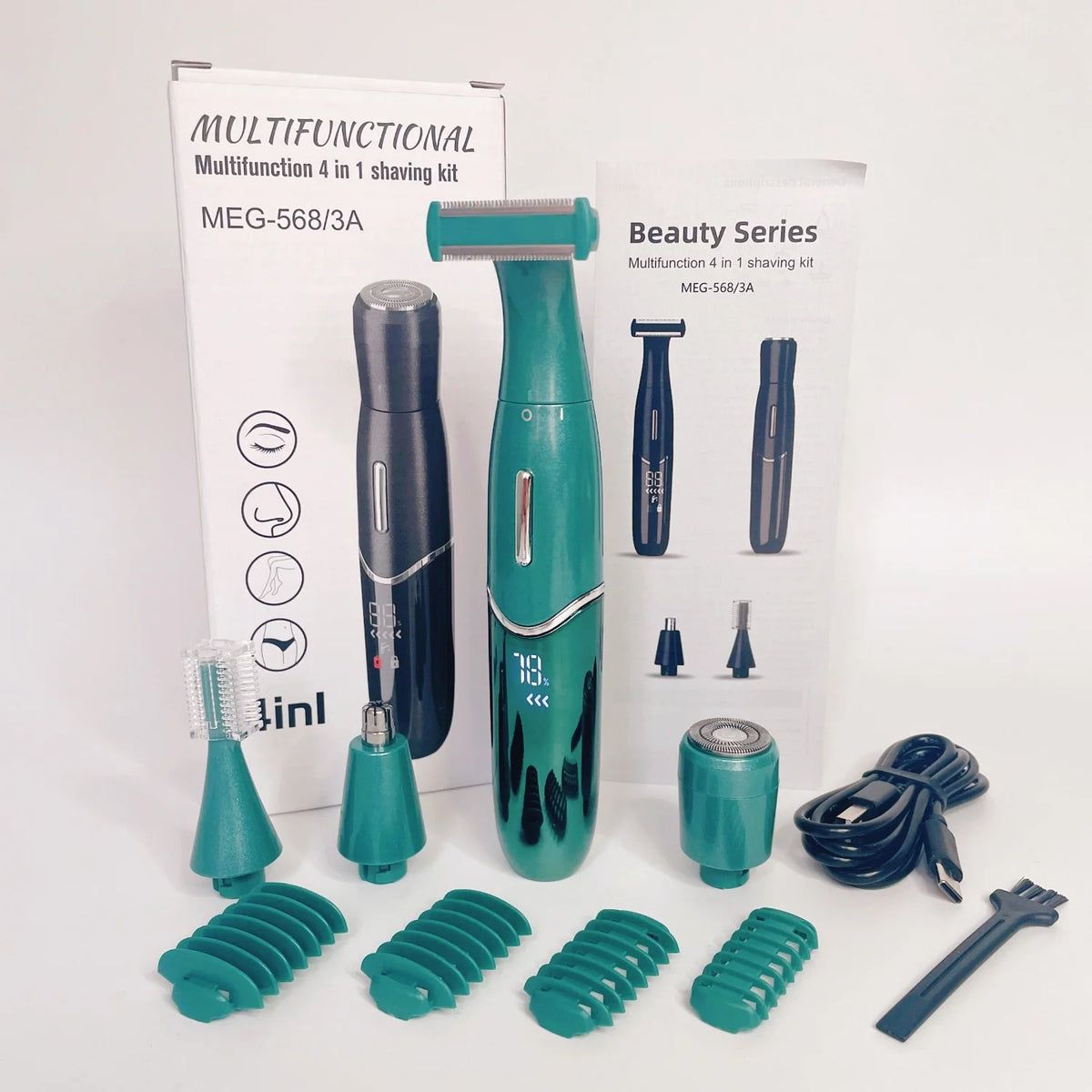 GZHJGOS 4-in-1 Electric Hair Trimmer for Women & Men – Face, Eyebrow, Nose, Body, USB Rechargeable