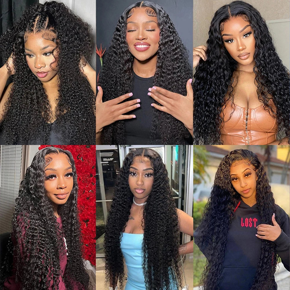 30–36 Inch Deep Wave Lace Front Wig | 13x4 13x6 360 HD Lace Water Wave Curly Human Hair for Women