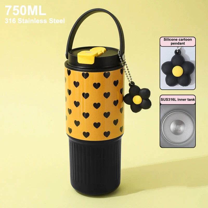750ml 316 SS Vacuum Thermos Tumbler – Hot & Cold, Leakproof, Car Cup Holder Fit, Gift for Women, 6 Colors