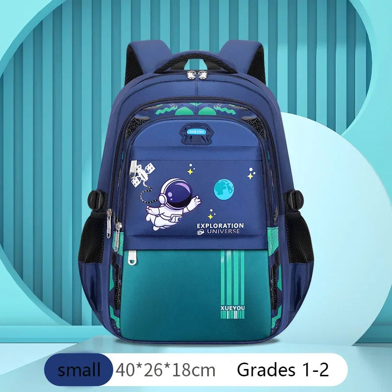 Astronaut Kids School Backpack – Waterproof Oxford Cartoon Book Bag for Boys & Girls Ages 2–16