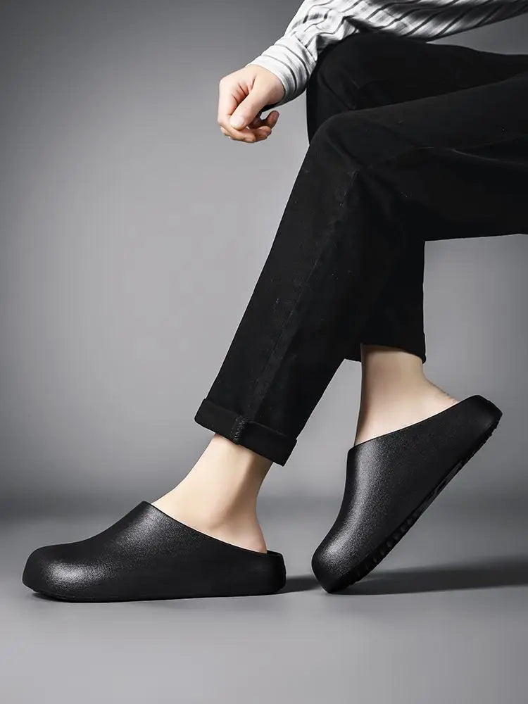 Men's All-Season Non-Slip Waterproof Chef Shoes – Closed-Toe Work Slippers