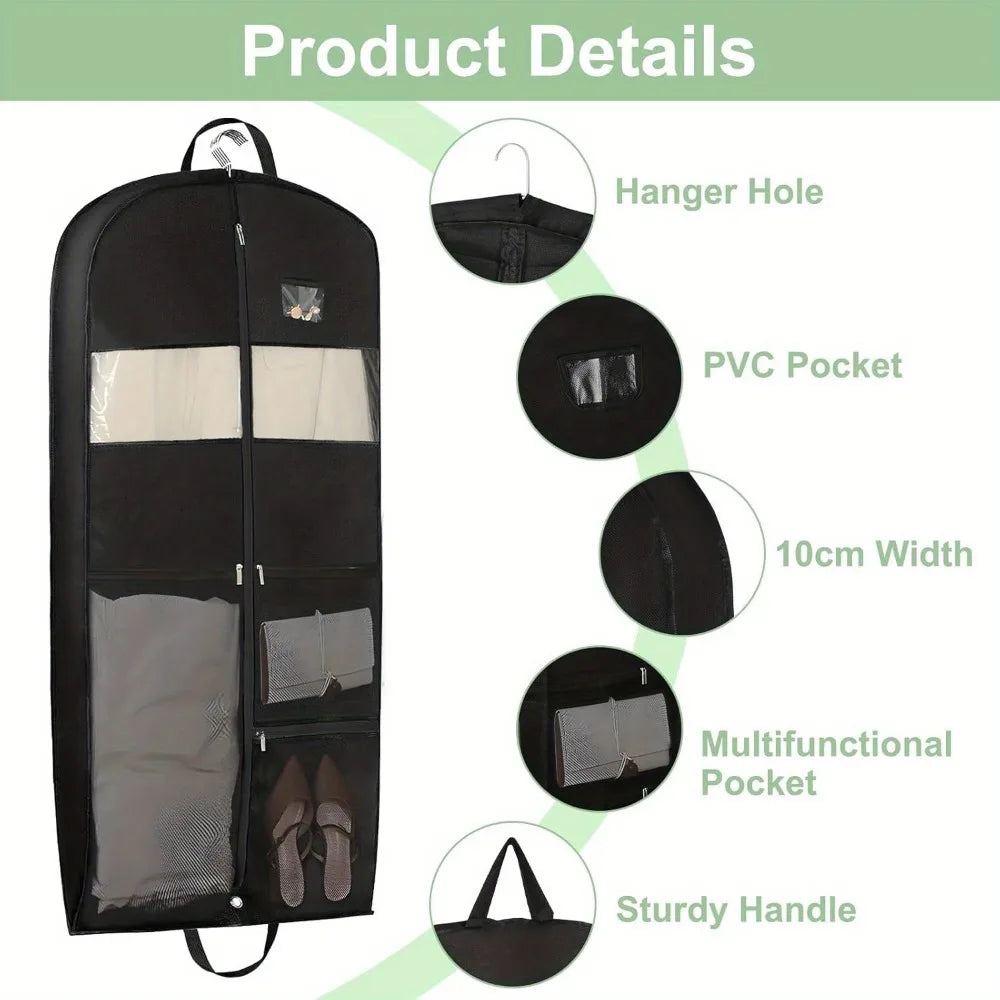 Foldable Garment Bag with Zipper — Hanging Suit & Dress Travel Bag with Handles