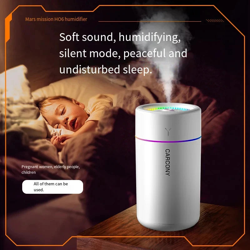 280ml Aroma Diffuser & Air Humidifier — Colorful LED Atmosphere Light, Silent, for Home & Car