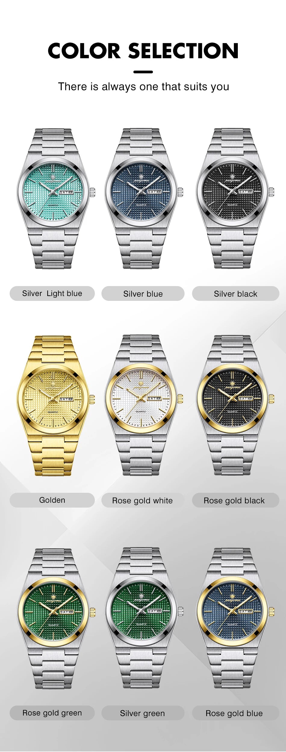 PAAZOMU Men's Luxury Waterproof Quartz Watch | Luminous Date Week Stainless Steel Sport Wristwatch