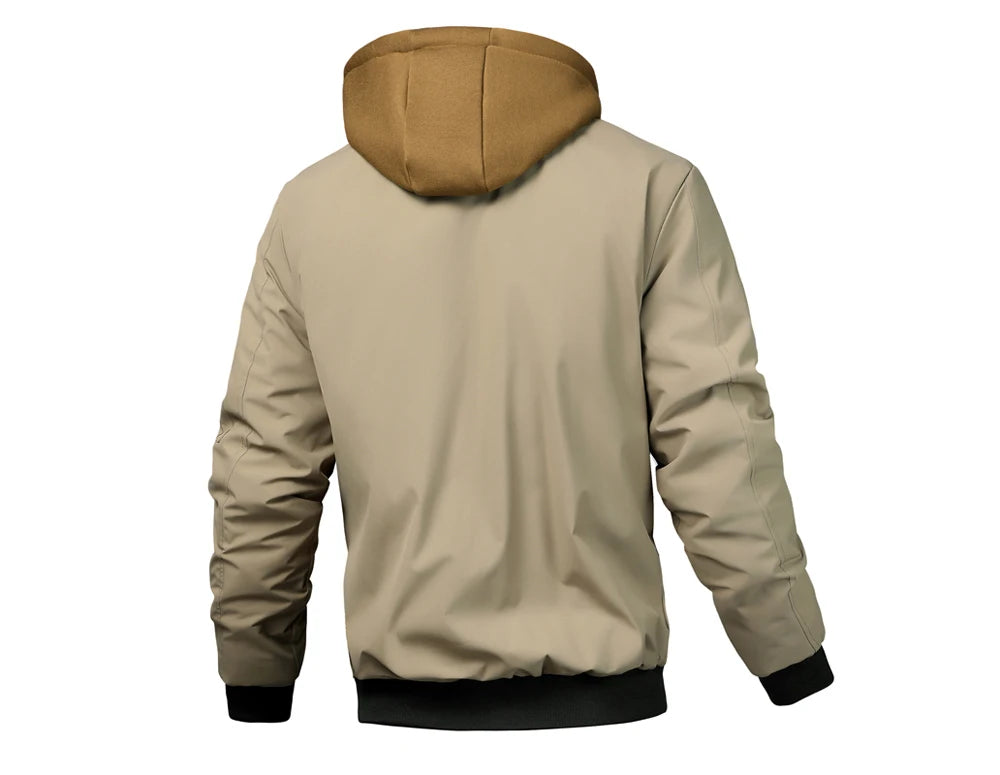 Men's Hooded Windbreaker Jacket – Zip-Front Casual Layer