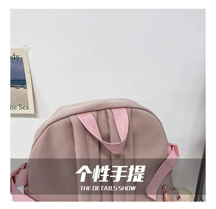 HTLT Korean Style Nylon Backpack – Large Capacity Waterproof Student School Bag for Women