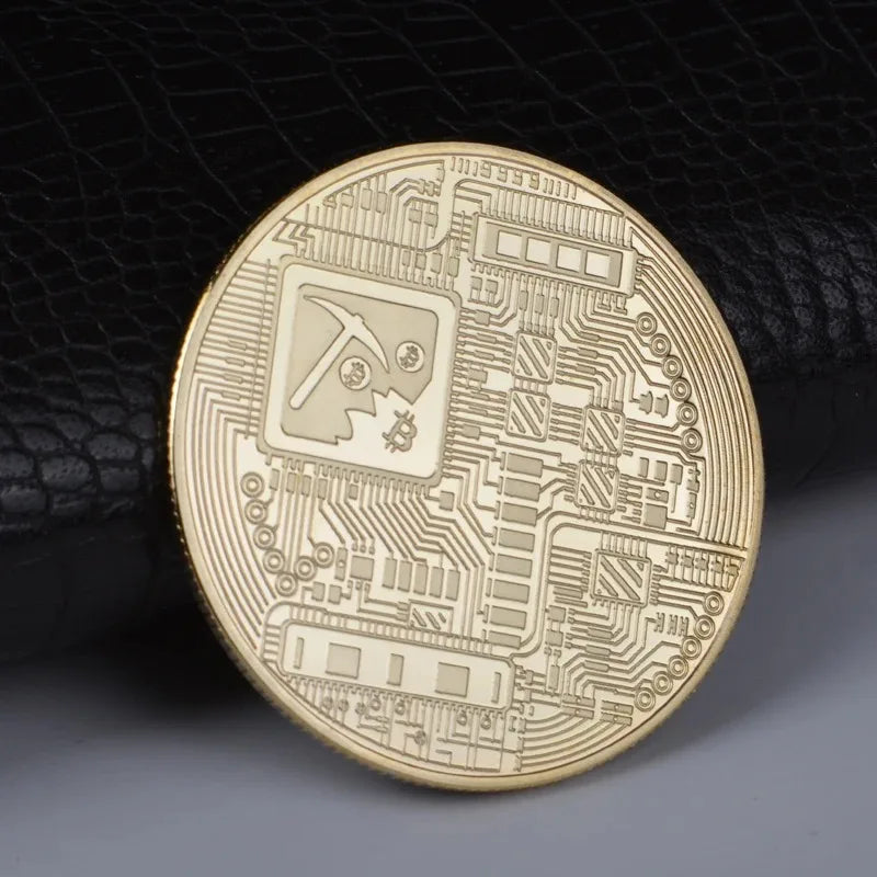Gold Plated Bitcoin Commemorative Coin – Collectible Crypto Art Gift Physical Casascius Antique