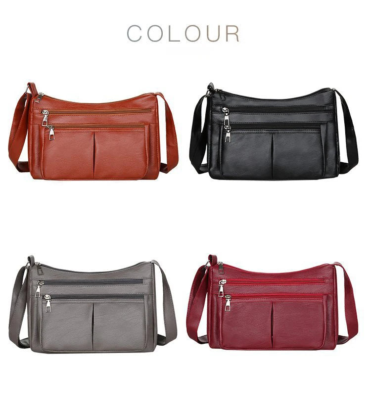 Korean Soft Leather Crossbody Shoulder Bag – Luxury Designer Tote for Women